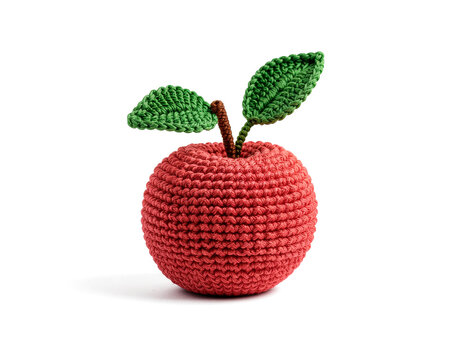 Ma&ccedil;&atilde; amigurumi croch&ecirc; vermelha PNG fundo transparente
