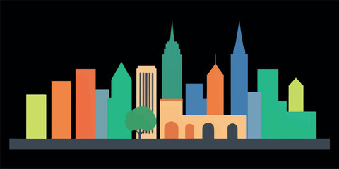 Obraz premium Cityscape Building Abstract Simple shape and modern style art Vector design Louis city on Black Background