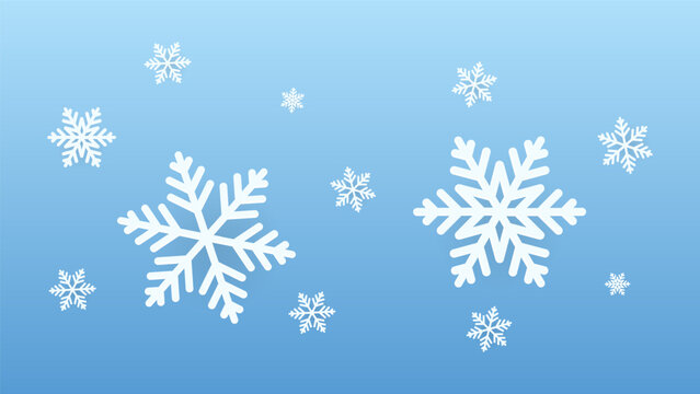 White Snowflakes on Blue Gradient Background for Winter Season