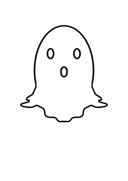 Cute ghost vector illustration isolated on transparent background, funny ghost character for Halloween design