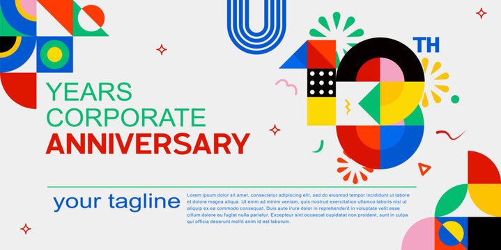 13th Colorful geometric corporate anniversary banner template with bold typography and abstract shapes design. Ditable color and file.