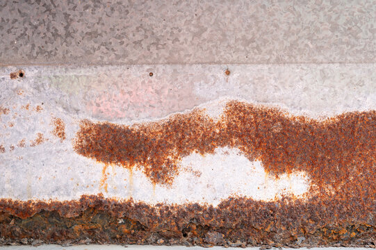 Close-up Rusty Galvanized Metal Sheet Texture for Background and Industrial Design