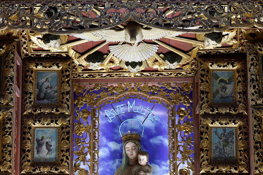 Gilded Altarpiece Virgin Mary Phat Diem Cathedral