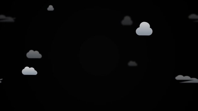 Animation of Cartoon White Clouds Moving Across a Dark Night Sky Background, 10 Second Loop