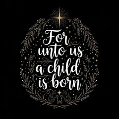 Fototapeta premium Christmas ornament with nativity quote in gold.