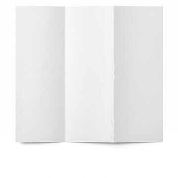 Blank trifold brochure mockup, white paper leaflet template with three panels, clean vertical folded flyer for corporate marketing and business branding