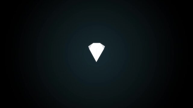 Minimalist White Diamond Icon Centered on a Dark Blue Gradient Background Representing Luxury, Wealth, and High Quality