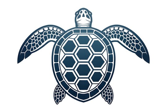 Sea turtle logo with hexagonal shell pattern, premium marine branding, clean vector illustration, isolated background.