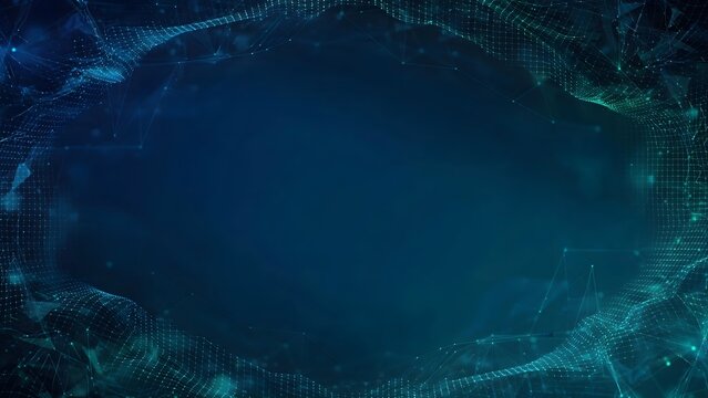 Digital Mesh Grid Background Texture with Luminous Nodes Glowing Fiber Lines Deep Navy Blue Teal and Electric Cyan Gradients