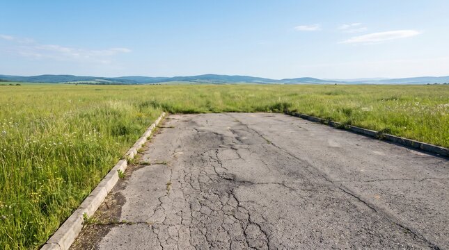 Road Ending Abruptly In An Empty Field as a Dead End And Abandoned Project Metaphor