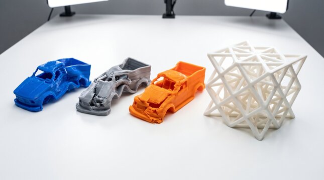 Row Of Failed 3D Printed Test Parts Showing Iteration And Learning From Failure