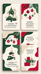 Fototapeta premium Christmas greeting card designs. Festive holiday invitation templates with winter graphics.