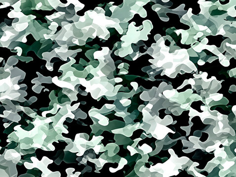 A classic camouflage pattern where green, brown, and black shapes interlock seamlessly.