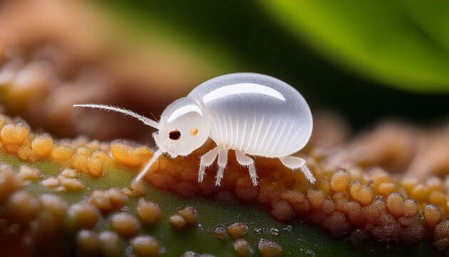 linear white springtail collembola tiny hexapod found in damp soil houseplants and leaf litter beneficial decomposer that jumps using furcula macro insect photography stock photo image