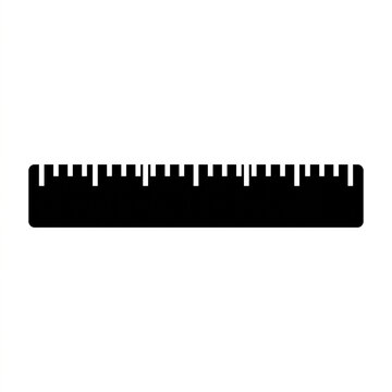 Black ruler silhouette isolated on white. Measuring tool icon for education and design.
