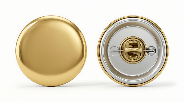 Two blank gold lapel pins one front one back on white