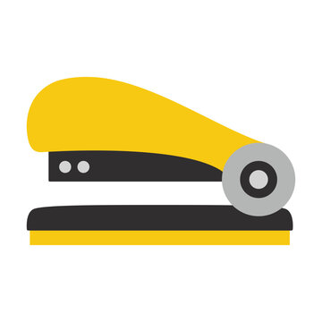 vector illustration of yellow stapler in flat style on white background