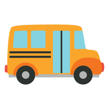 yellow school bus cartoon flat icon
