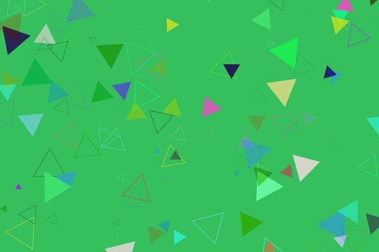 Colorful triangles on green background abstract pattern