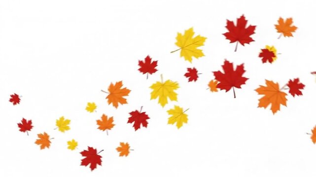 Colorful autumn maple leaves floating in a decorative wave pattern for thanksgiving seasonal background design