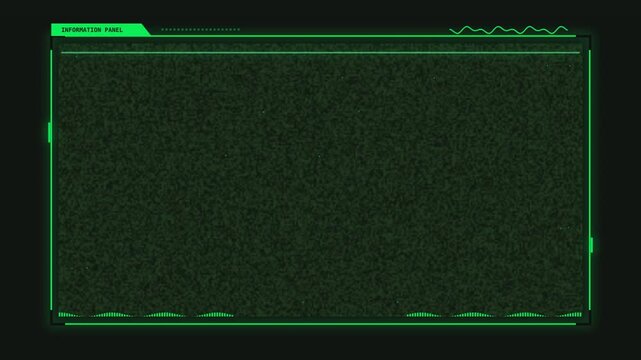 Futuristic HUD frames with green digital interface elements animating on a dark background