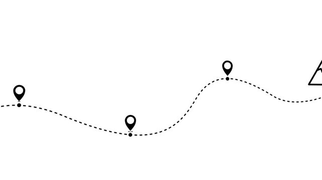 4K Business Growth Journey Animation with Location Pins, Success Roadmap, Goal Achievement Path and Mountain Flag Concept for Presentations, Explainer Videos and Motion Graphics