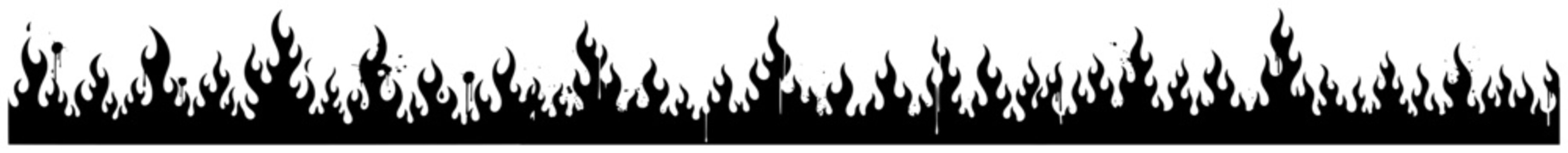 Long horizontal banner of repeating fire flames in black silhouette style