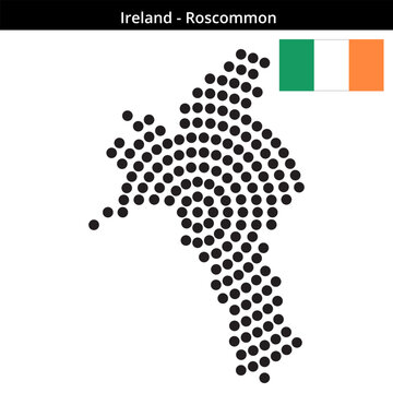 Map of Ireland region Roscommon in concentric large dots