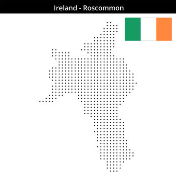 Map of Ireland region Roscommon in small size dots