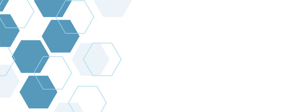 Abstract blue hexagon banner background.