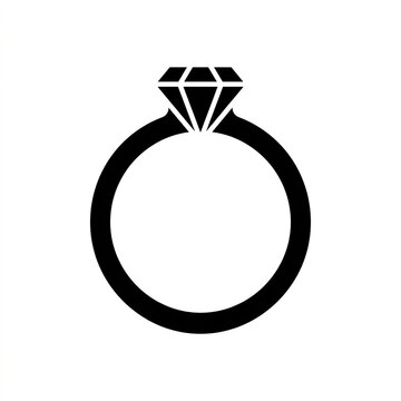 Wedding ring icon with diamond. Engagement band symbol for marriage and love celebration.