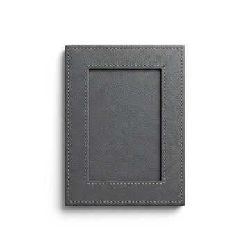 Gray Leather Picture Frame with White Stitching Mockup