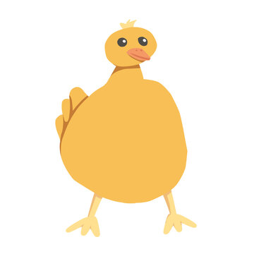 Cute little yellow duck cartoon character isolated vector illustration