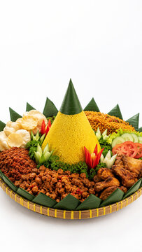 Traditional yellow rice cone dish for independence day celebration