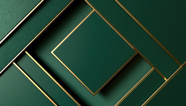 Elegant Geometric Pattern with Deep Green and Gold Accents.