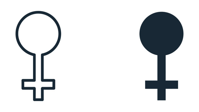 Female gender symbol icons in linear and solid silhouette styles abdulaziz