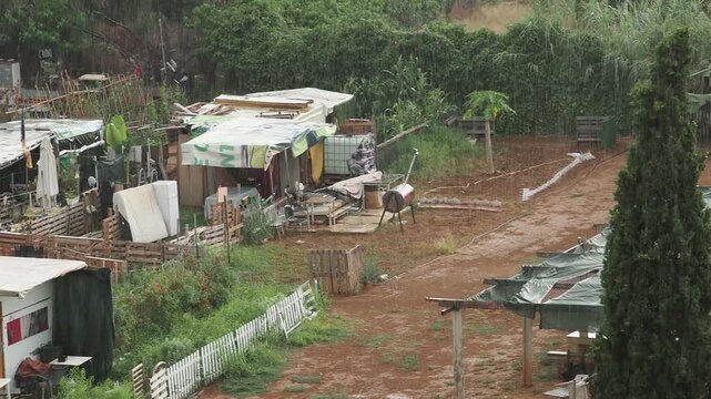 Rainy days for those who have nothing. Shantytowns of Torrente (Valencia, Spain)