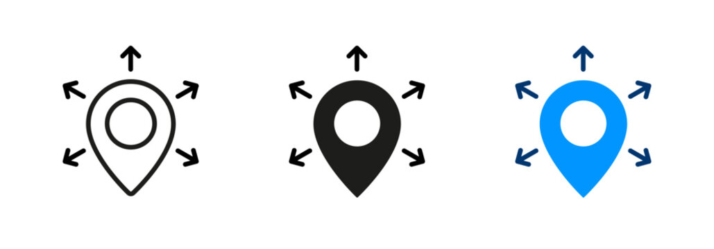 Distribution icons, expansion, new expansion, market capture, location symbols