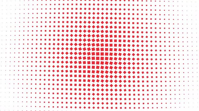 Red Abstract Geometric Halftone Pattern Animation with a Spherical Optical Illusion on White Background