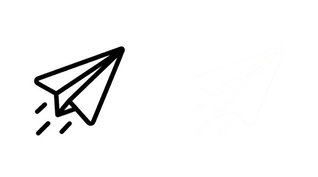 Paper plane vector line icon symbol for send message flight origami airplane startup concept
