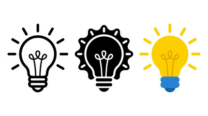 Light bulb vector icons set representing creative idea innovation inspiration and solution in different styles © Rishi