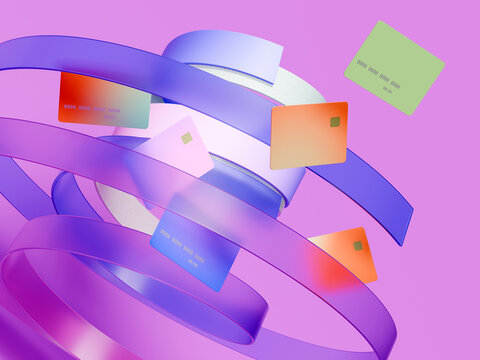 Colors in Motion With Card Designs on a Purple Background