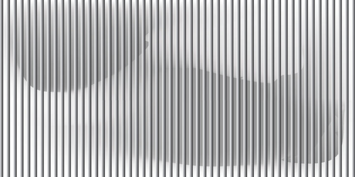 Glass pattern texture effect. Holograph ice reed metal. Abstract 3d ribbed line gradient. Fluted laser ripple striations. Silver light corrugated transparent wall. Seamless frosted plastic prism panel