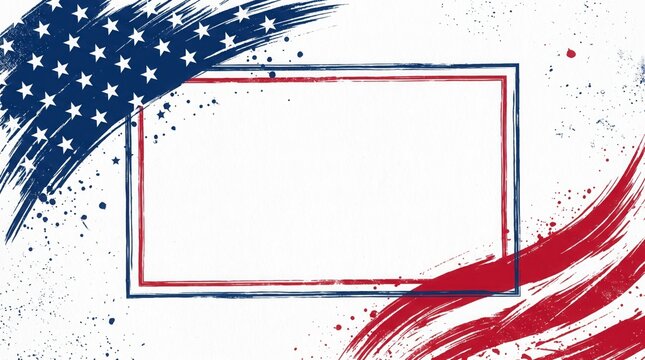 American flag brushstrokes with rectangular frame for labor day celebration patriotic vector illustration