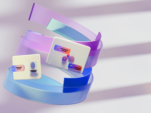 Creative Design of Colorful Ribbons and Cards in a Modern Setting