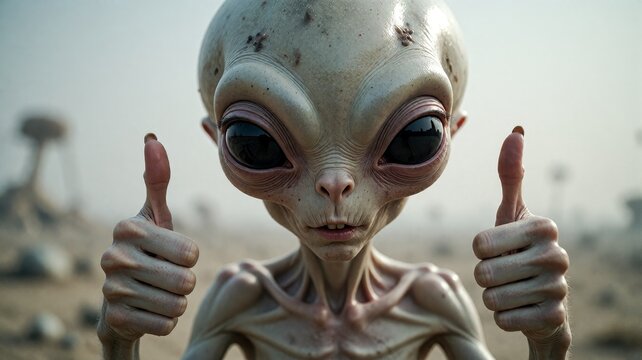 Alien Extraterrestrial Giving Thumbs Up Gesture
