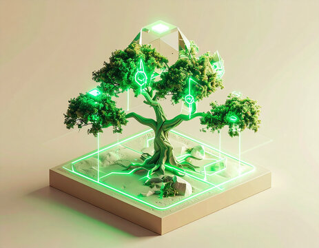 Conceptual visualization of green digital transformation and sustainable ecosystem