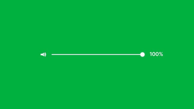 Minimal volume slider animation showing audio levels increasing from zero to hundred percent on
