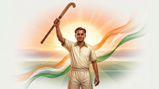 National Sports Day Editorial Poster Featuring Major Dhyan Chand