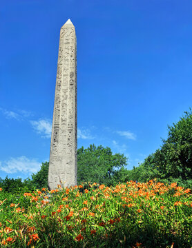 The Obelisk or Cleopatras Needle from Eygypt on display in Central Park in New York City